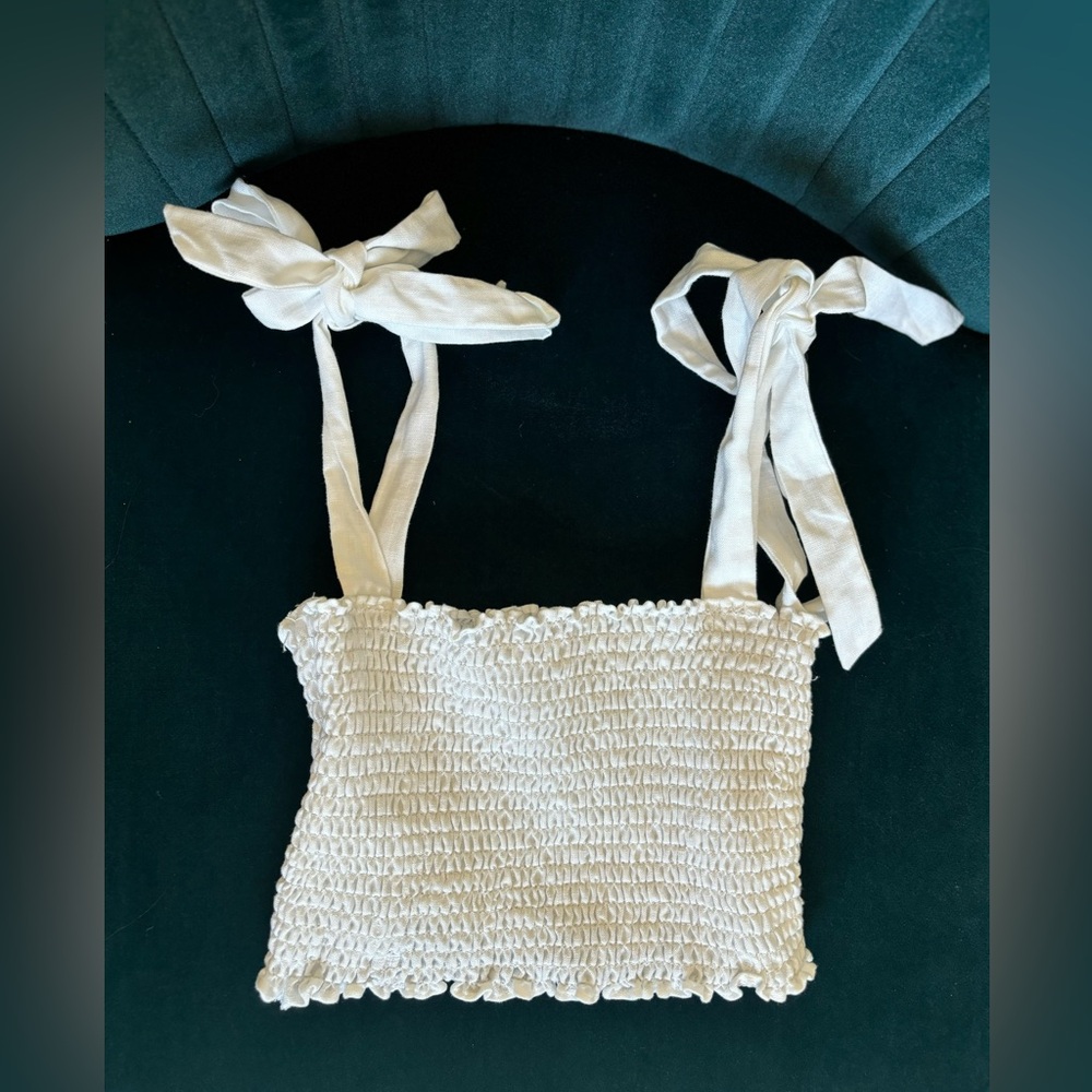 Reformation 100% linen tie strap top